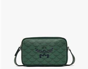 MCM Himmel Lauretos Luxury Monogram Canvas Crossbody Small Forest Green NWT